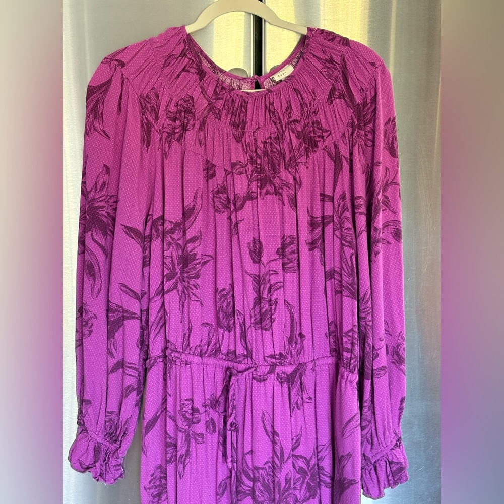 A New Day Elegant Purple Floral Women's Dress - Picture 4 of 11